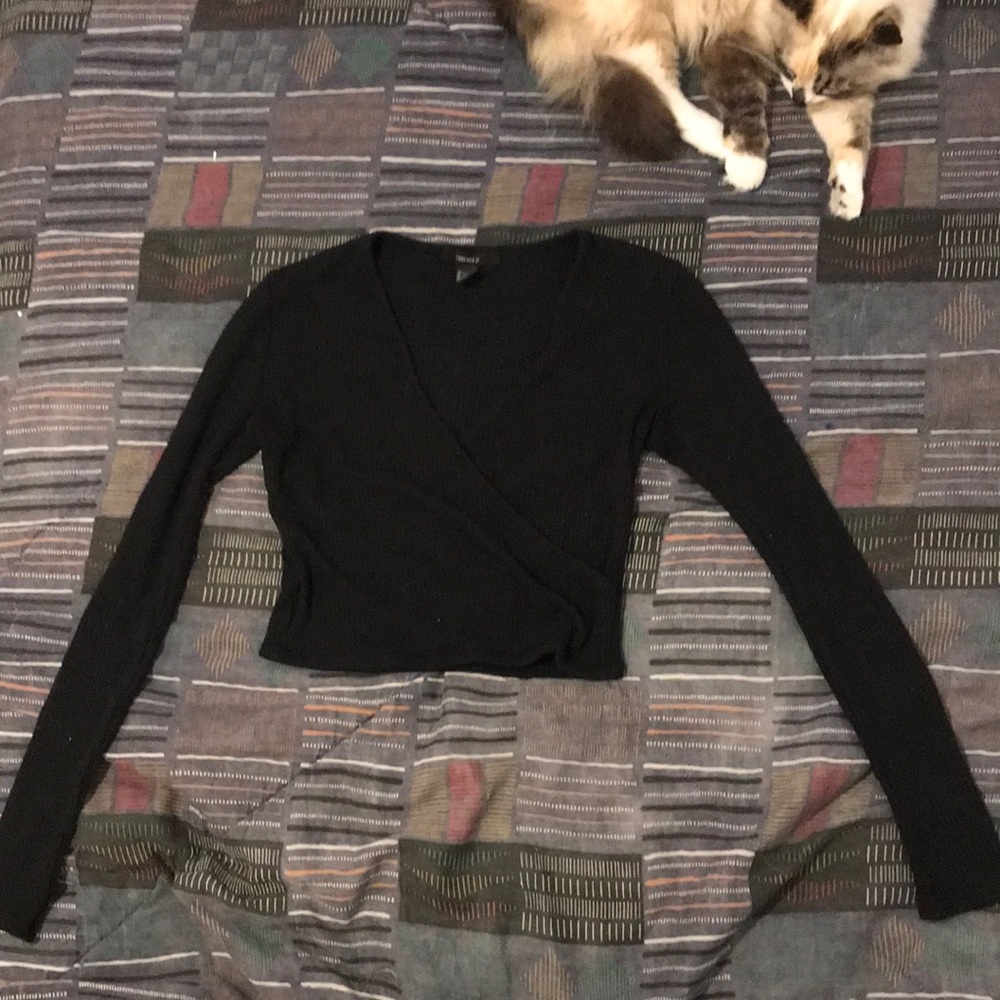 Forever 21 - black wrap long sleeve top